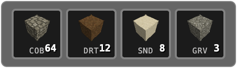 Hotbar — 10 slots, number keys select the active one
