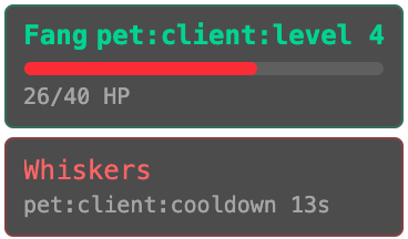 Pet HUD — active pet plus a fallen pet on its revive cooldown